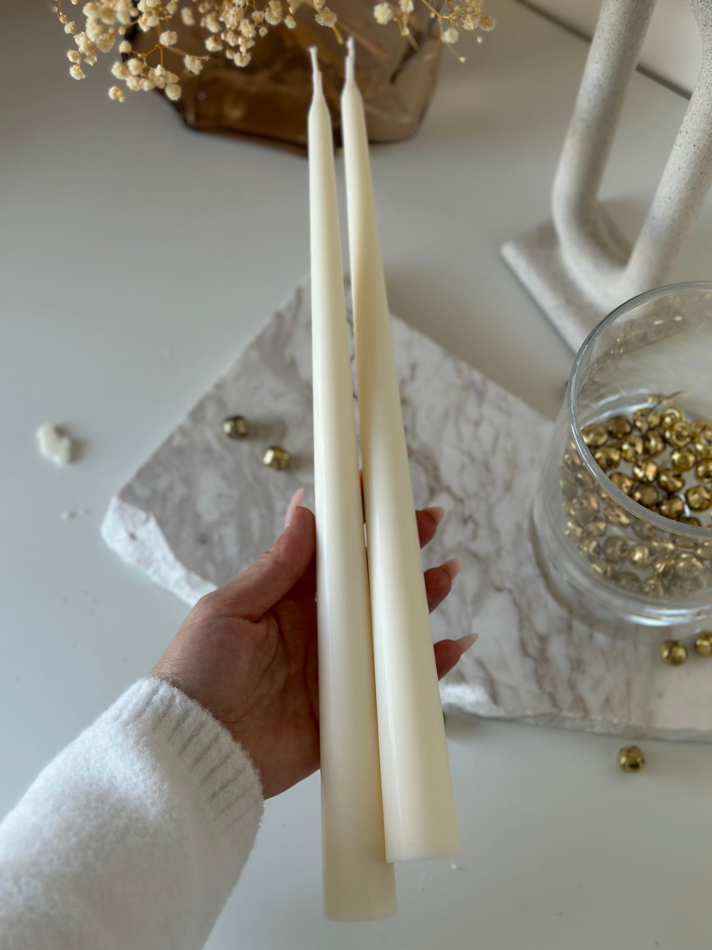 Sculptural soy wax taper candles 